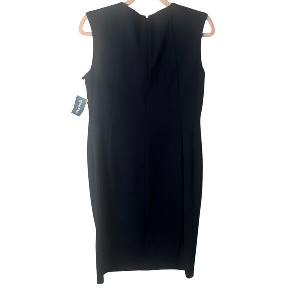 Calvin Klein NWT Navy Blue Sheath Dress with Gold Chain Detail Size 10 - Picture 2 of 8